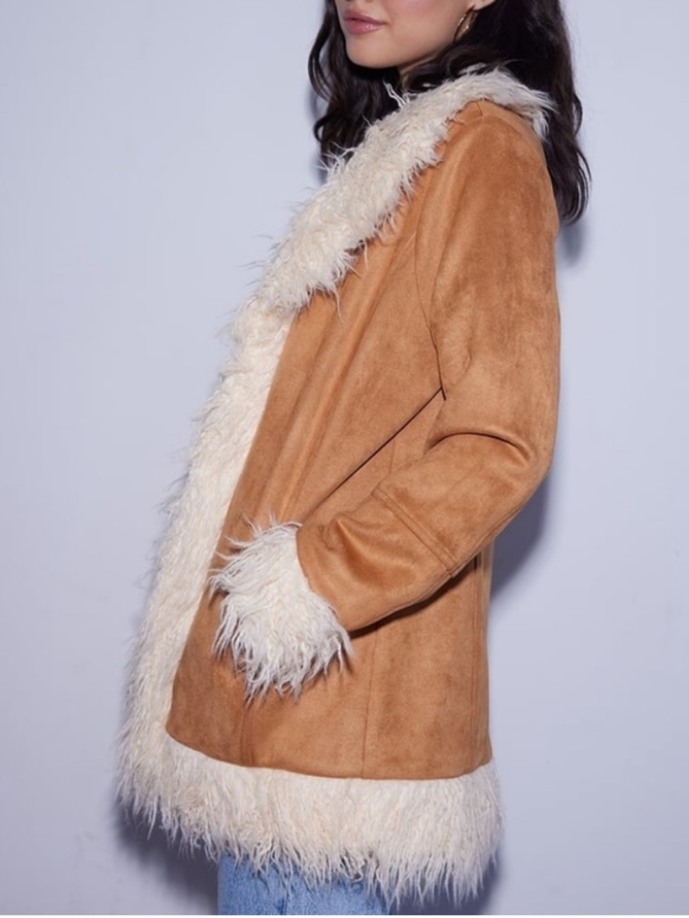 Penny Lane faux fur jacket Coat Women's XL Tan